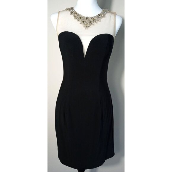 Alyce Paris mini black dress with Crystal Beading V Neckline Size 6 - Picture 1 of 16